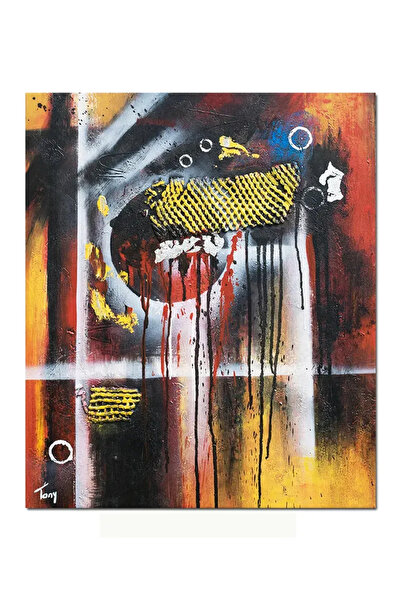 artnova Ръчно рисувана абстрактна картина, Междупланетна, 60x50см, маслена на...