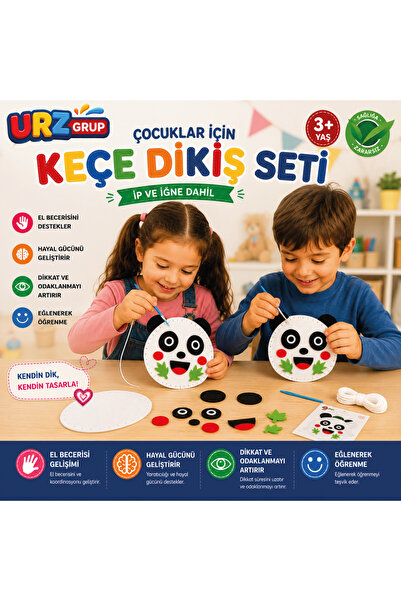 Eğitici Dikiş Başlangıç Kiti -Eğitici Üretken Set , Keçe Malzeme, Kolay Eğlenceli El İşi