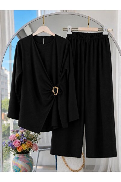 MODA VEDAT Set pantaloni de damă cu detaliu cataramă -0550