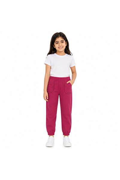 Generic Girls' Jogger Pants with Elastic Waistband and Ruffle Front Pockets