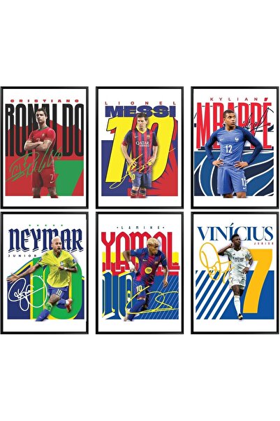 HOME MODE 6-Piece A4 Poster Set | Ronaldo Messi Mbappe Neymar Yamal Vinicius ...