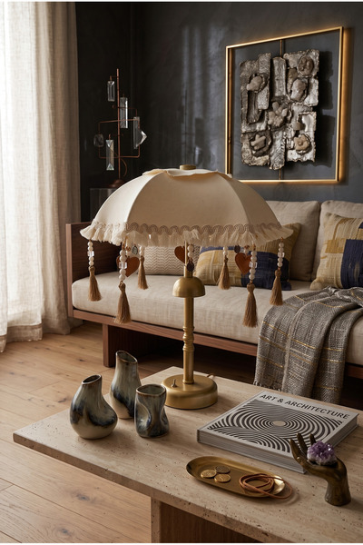 decofav Natural Luxe Bali Şemsiyesi Şarjlı LED Aplik – Krem Bej Bohem Dekorat...