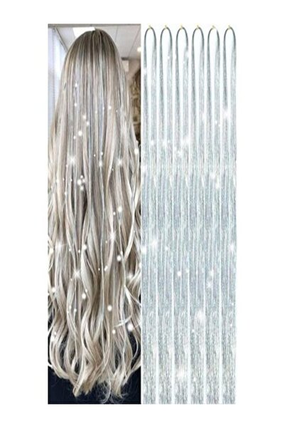 Mervişim Aksesuar Gray Colored Quality Trend Hair Tinsel Hair Glitter 50 cm -...