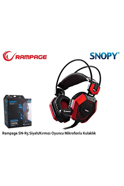 Universal سماعات رأس رامباج SN-R5 X-CORE باللون الأسود والأحمر مع ميكروفون USB