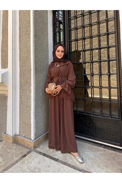 W WARGA Chiffon Suit with Ruffled Top and Pants