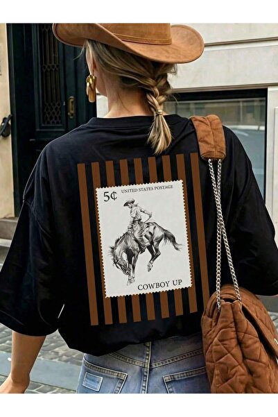 SVART WEAR Καλοκαιρινό μπλουζάκι Cowboy Up με στάμπα Oversize Crew Neck