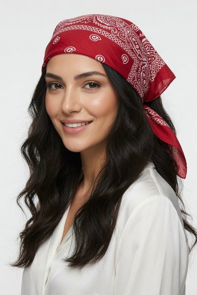 Mollycrush Unisex Red Shawl Patterned Scarf |   Daily Hair Accessory, Neck Gaiter, and Outdoor Bandana