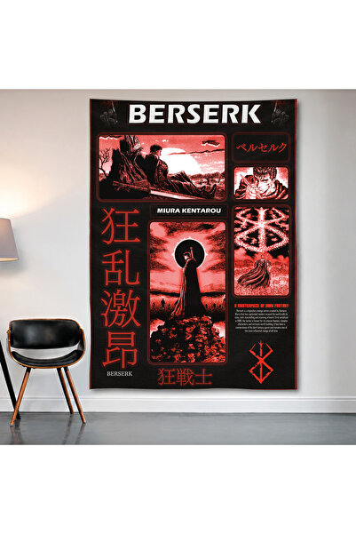 Geek Cultcha Berserk Collage Duvar Örtüsü Duvar Halısı Birinci Kalite Saten K...