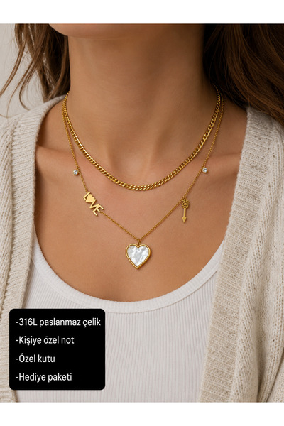 HER ŞEY NOTA www.herseynota.com Marovelle Love Heart Detailed Layered Women's...