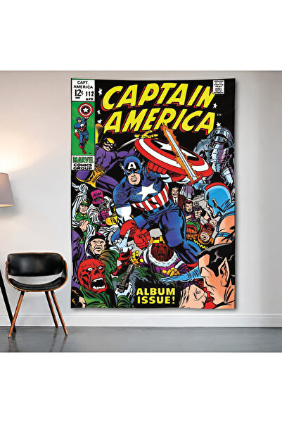 Geek Cultcha Captain America Marvel Comics Wall Cloth Wall Tapestry First Qua...
