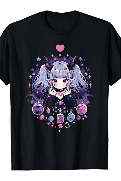 212ZTD Unisex Kawaii Witchy Demon Graphic T Shirt 100% 180G Pastel Goth Anime...