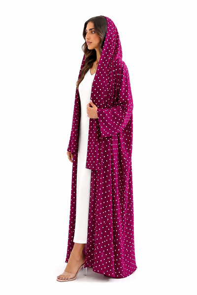 orastelle Berry Polka Dot Abaya