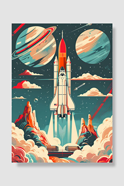 Luna Marissa Space Poster Space Shuttle Launch Planets Retro Decorative Wall Art
