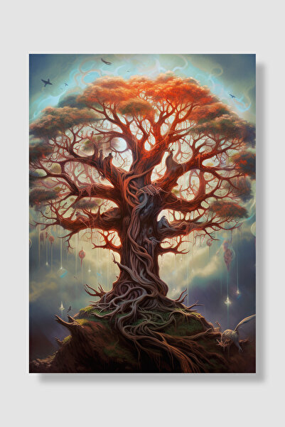 Luna Marissa Poster cu copac Arborele vieții mistic Pictură în ulei fantastic...