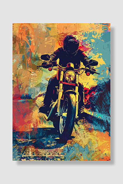 Luna Marissa Bikerski poster, šareni apstraktni motociklist, akcija, motorist...