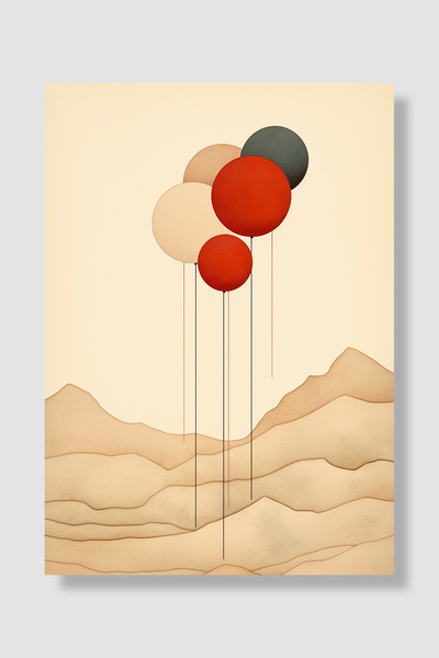 Luna Marissa Minimalist Poster Abstract Balloons and Dunes Neutral Tones Deco...