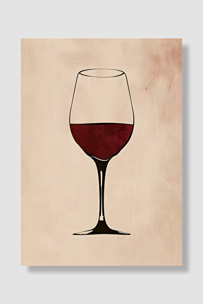 Luna Marissa Αφίσα με ποτήρι κρασιού Minimal Red Wine Artistic Beige Backgrou...