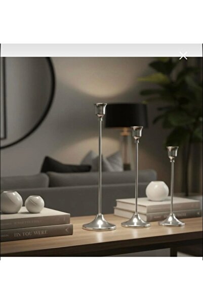 Binshihon Home Small Iron Candle Holder (Candlestick), Set of 3 Pieces, Silve...
