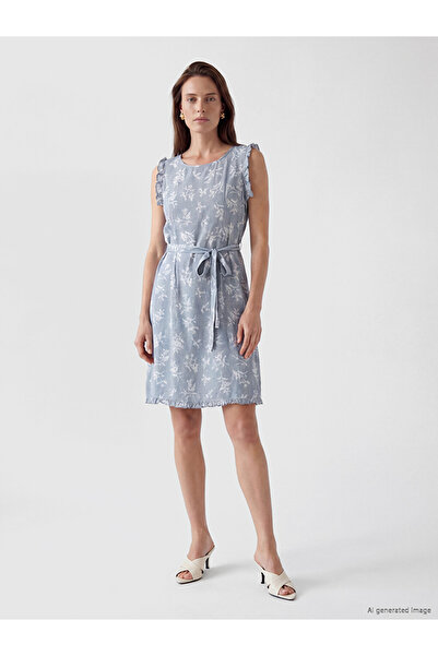 LC Waikiki Rochie din poplin cu decolteu rotund, cu model, în formă de A