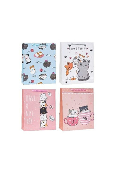 OEM Rozette, Toreba cadou din hartie cu imprimeu "Kotki" (pisici), mix modele...