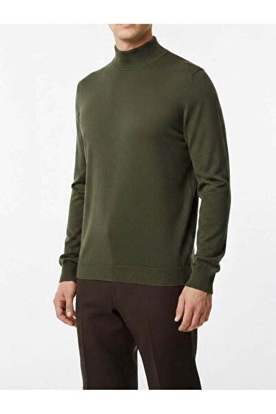TerziAdemAltun Italian Style Slim Fit Crew Neck Knitwear Sweater Khaki T14527