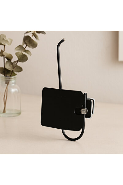 magicool Black Metal Paper Towel Holder with Cover - Adhesive Mounting