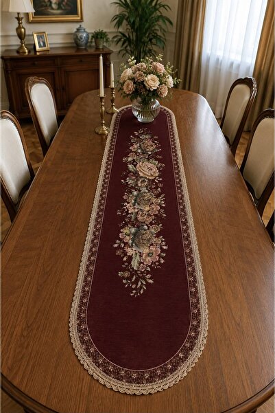Yeshome Collection Husă de masă ovală Vintage Bouquet Goblen 40x170