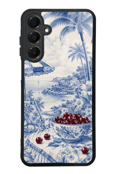 Spoyi Samsung A16 Blue Porcelain Cherry Coast Design Glossy Phone Case