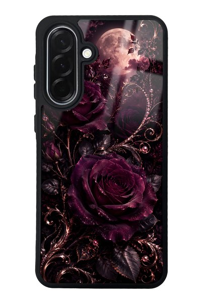 Spoyi حافظة هاتف سامسونج A36 بتصميم Moonlit Burgundy Rose لامعة