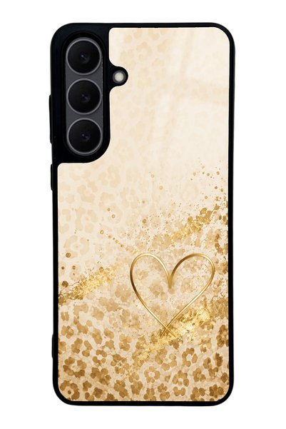 Spoyi Samsung S25 Fe Golden Heart Glow Design Glossy Phone Case