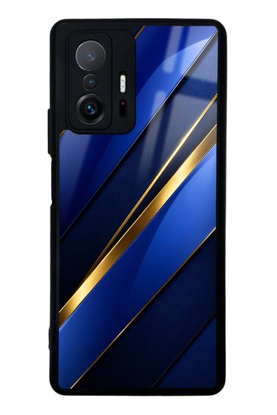 Spoyi حافظة هاتف Xiaomi Mi 11T بتصميم ذهبي لامع مع حواف من الياقوت الأزرق
