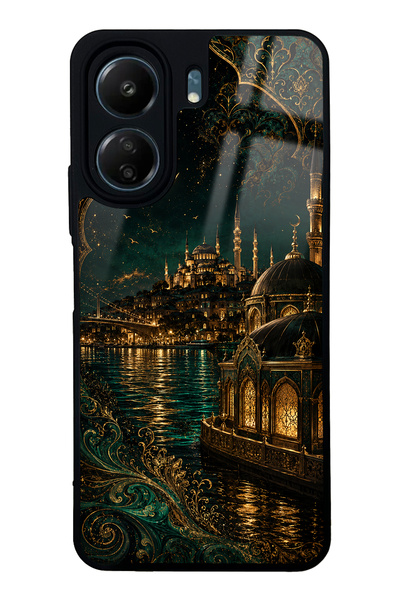 Spoyi حافظة هاتف Xiaomi Redmi 13C بتصميم Emerald Bosphorus Palace اللامعة