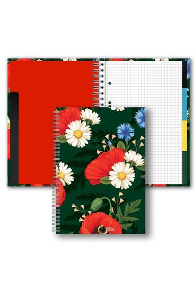 Penmate Brulion/caiet Kwiaty Polskie, B5, 160 pagini, cu foi in carouri, spir...