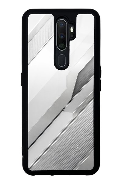 Spoyi Oppo A5 2020 Silver Titanium Edge Design Glossy Phone Case