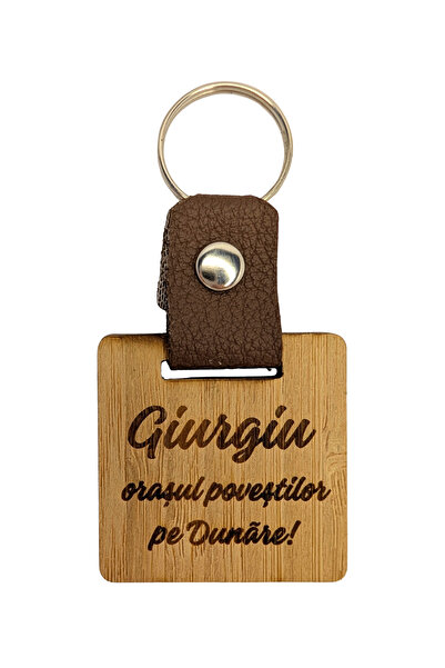 Danube souvenirs Breloc din lemn personalizat “Giurgiu - orașul poveștilor pe...