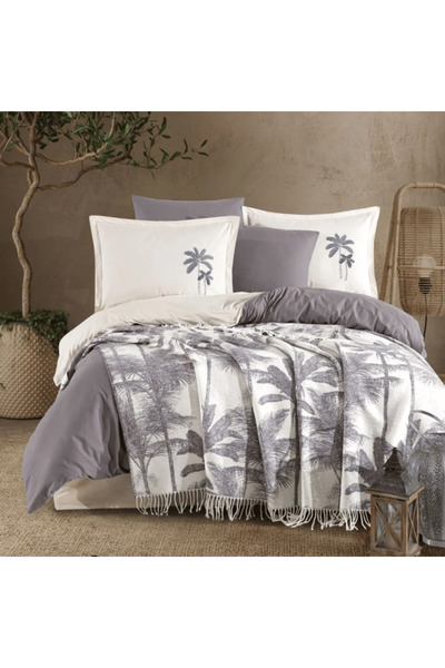 Clasy 7-piece Arvona V2 Duvet Cover Set Top Bottom Set with duvet, Grey and C...