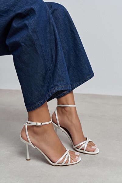 NİŞANTAŞI SHOES Ava Sedef Satin Cross Detail Ankle Strap Women's Heeled Shoes