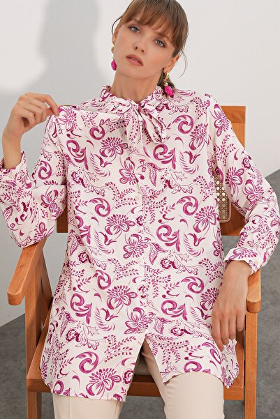Hiccup Bdart Long Floral Patterned Viscose Shirt