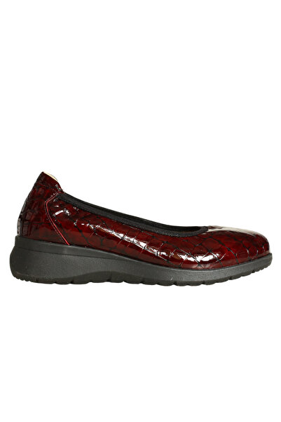 Platin Burgundy Patent Leather Print Women's Comfort Casual Shoes