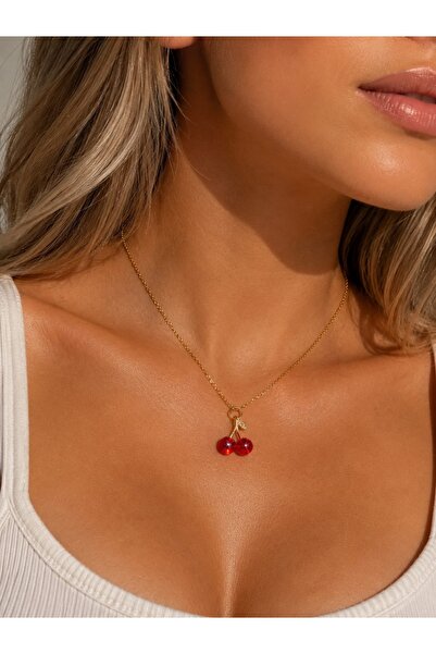 Histakı Women's Zircon Stone Tarnish-Resistant Chain Cherry Necklace