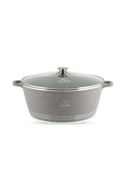 Lifesmile Life Smile 36 cm Oven-Safe Granite Coating Cooking Pot with Glass L...