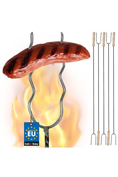 KOTARBAU Furcă de foc de tabără, furcă de grătar cu două dinți, furcă ondulat...