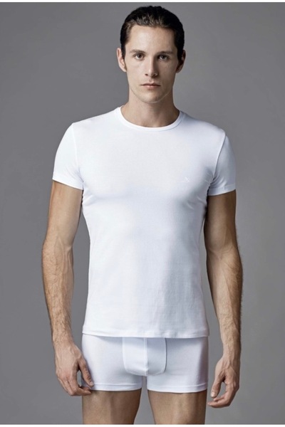 Eros Men's Compact O-Neck T-Shirt 2-Pack 95% Cotton 5% Elastane