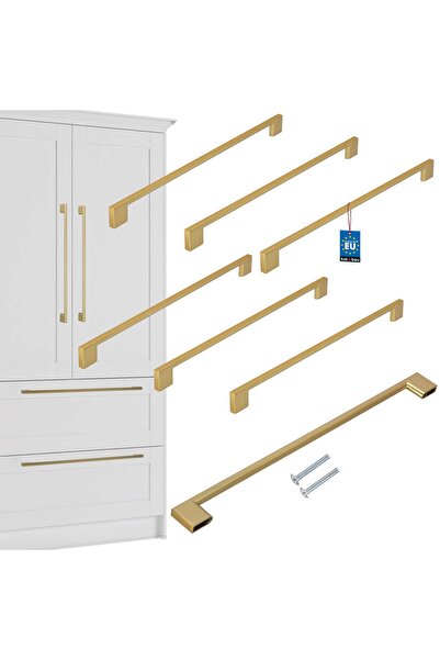 KOTARBAU Mâner mobilier bucătărie Clasic Modern Alungit Auriu Mat 358 MM Dist...