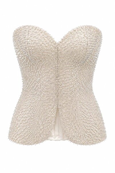 HAZELANNA Beaded Ecru Corset