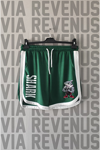 Vordevia Fitness Shark Printed Unisex Retro Varsity Sports Training Shorts
