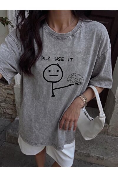 DENİKK Trend Oversize Washed Vintage Effect Retro Short Sleeve T-Shirt