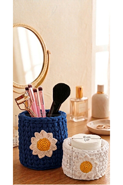 VOLOYAS Handmade Daisy Makeup and Care Organizer Set. Shipped in Pairs.