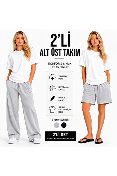 Generic Brand 2-Piece Women's Shorts-Sweatpants Set (Bottom-Top) Set Summer B...