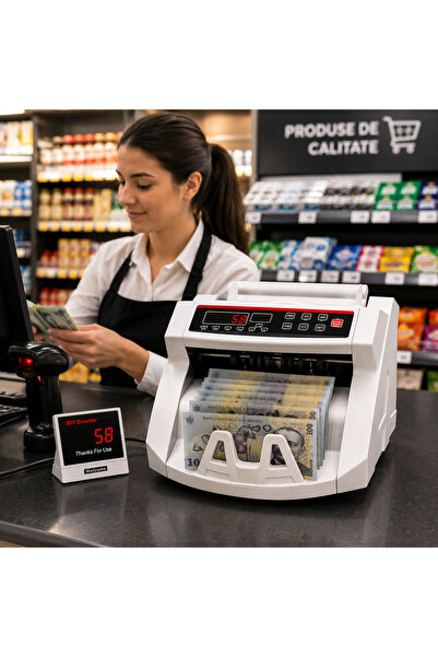 Fabrilux Contor de bancnote profesional MG Plus cu detector UV, afișaj suplimentar pentru client, viteză ​ ​ 1000 bancnote/minut, Detecție bancnote false